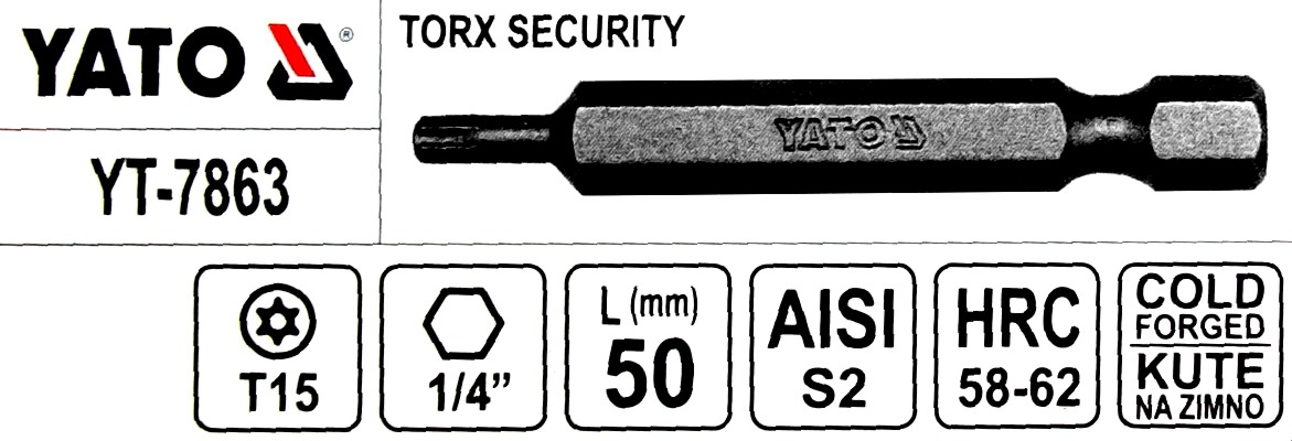 Varf surubelnita (bit) torx security T15 1/4"/50mm